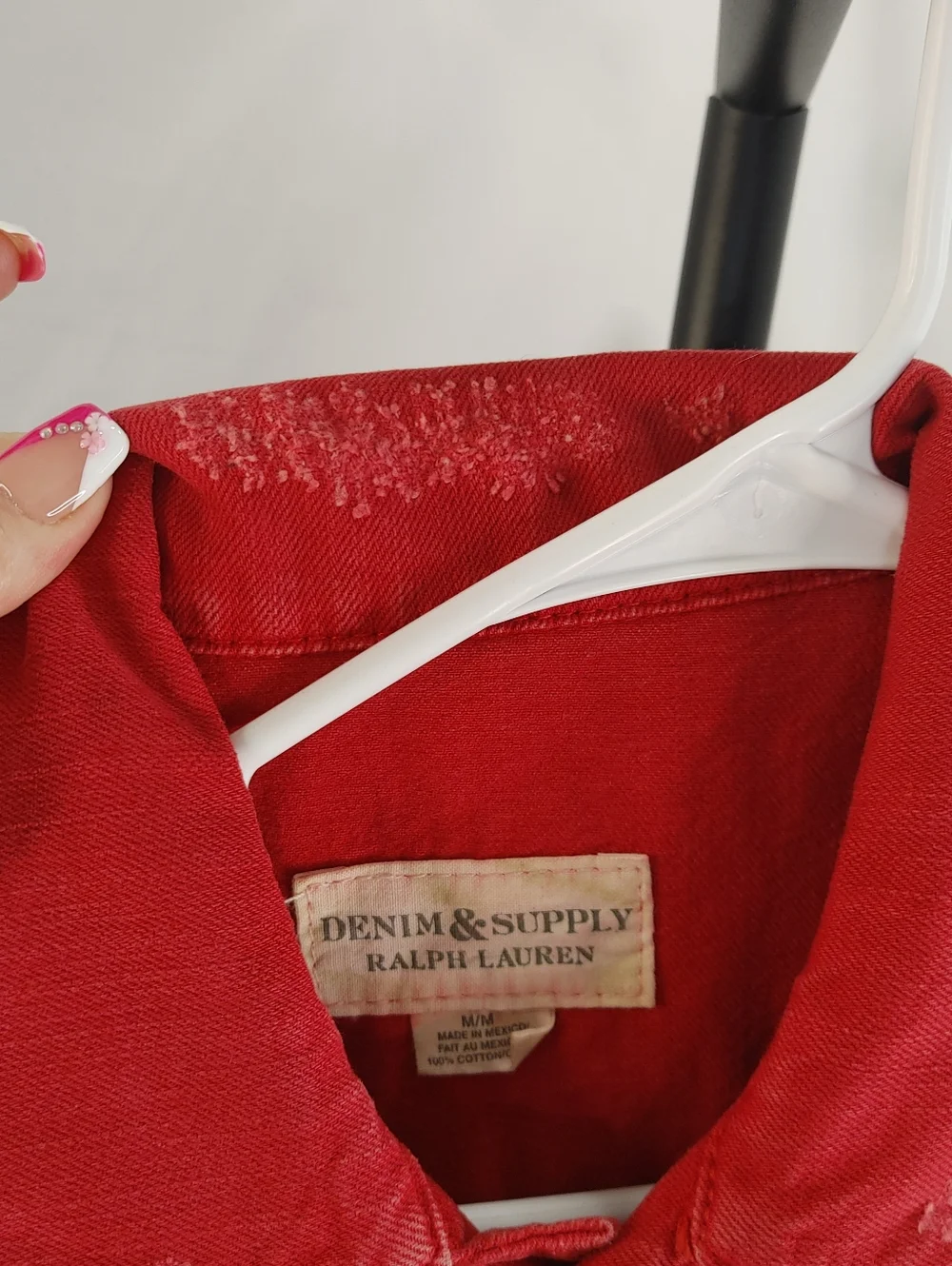 Denim & Supply Ralph Lauren Red Distressed Denim Vest Sleeveless Medium M - Picture 12 of 15